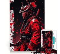 Puzzle Guerrier Samouraï Rouge pour Adolescents 1000 Pièces Stimule la mémoire Soulagement de la Tension Bordure serrée Belle œuvre d'art (38x52cm)