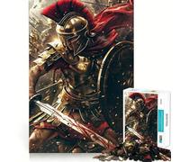 Puzzle Guerrier Spartiate pour Adolescents 1000 Pièces Renforce la Mémoire Anti-Stress Bords Lisse Cadeau de Noël 38x26cm
