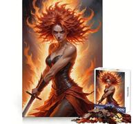 Puzzle Guerrière Rousse pour Adolescents 1000 Pièces Stimule la Mémoire Divertissement Découpe Premium Cadeau Élégant (50x75cm)