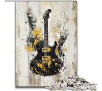 Puzzle Guitare Dorée pour Adolescents, Jeu Familial Anti-Stress, Défi Difficile, Cadeaux pour Amis et Famille 26x38cm