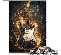 Puzzle Guitare Dorée pour Adolescents, Jeu Familial Anti-Stress, Défi Difficile, Cadeaux pour Amis et Famille 26x38cm