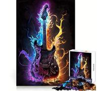 Puzzle Guitare Éclair Vibrant 1000 Pièces pour Adultes Stimulation de l'esprit Plaisir Facile Assemblage Ferme Cadeau Festif (38x52cm)