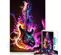 Puzzle Guitare Néon pour Adolescents 1000 Pièces Jeu d'Entraînement Cérébral Détente et Création d'Images Surprise Chaleureuse (50x75cm)