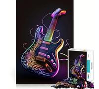 Puzzle Guitare Néon pour Adultes 1000 Pièces Jeu Intelligent Jeu d'Intérieur Découpe Propre Cadeau Parfait (50x75cm)