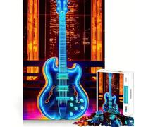 Puzzle Guitare Neon Serenade pour Adolescents, 1000 pièces, Jeu de logique, Divertissement décontracté, découpe de précision, (38x26cm)
