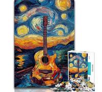 Puzzle Guitare sous Le Ciel Nocturne 1000 pièces pour Adultes, Jeu Stimulant et Jeu Familial idéal comme Cadeau pour Toute la Famille 50x75cm