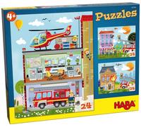 Puzzle HABA - Ma Petite Caserne de Pompiers - 3 x 24 Pièces