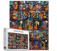 Puzzle Halloween de 1000 pièces pour adultes, couple, crâne, jeu amusant, citrouille, puzzles colorés clair de lune, cauchemar, pour les plus exigeants, 50 x 70 cm, parfaits pour les soirées jeux