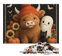 Puzzle Halloween Veau et Ses Amis 500 pièces pour Adultes et Adolescents - Cadeau d'halloween pour Hommes et Femmes - 500 pièces (52 x 38 cm)