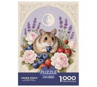 Puzzle Hamster syrien 1000 Pièces en Carton pour Adultes Jeu D’activité Intérieure Puzzle Hamster Syrien Fruit Idée Cadeau Décoration Intérieure 38x26cm/1000pcs