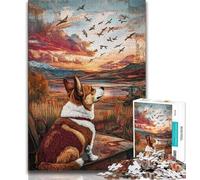 Puzzle Happy Corgi 1000 pièces pour Adultes et Adolescents, Difficile à réaliser mais Amusant et Humoristique, Cadeau d'anniversaire, Cadeaux, Art Mural 38x26cm