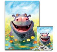 Puzzle Happy Hippo Delight 1000 pièces pour Adultes, Casse-tête Difficile pour Adultes, Jeu de réflexion Stimulant pour Adolescents, soirée de Jeux en Famille Amusante 26x38cm