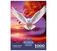 Puzzle Harfang des Neiges 1000 Pièces pour Enfants Et Adultes, Jeu Ludique Et Instructif, Casse-tête Feuilles Rouges au Coucher, Décoration Intérieure, Cadeau Anniversaire 70x50cm/1000pcs