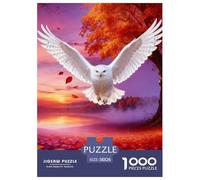 Puzzle Harfang des Neiges 1000 Pièces pour Enfants Et Adultes, Jeu Ludique Et Instructif, Puzzles Feuilles Rouges au Coucher, DéCoration, Cadeau Famille 38x26cm/1000pcs