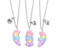 Puzzle Heart - Collier d'amitié magnétique, bijoux de Bond | Rhodium finition ensemble pendentif, accessoire de style polyvalent, composant de cadeaux coordonné pour le , Consulte la