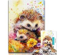 Puzzle hérisson Aquarelle 1000 pièces pour Adultes et Adolescents, Jeux d'activités familiales stimulants, Jouet à Faire soi-même pour décoration Murale de la Maison (38x26cm)