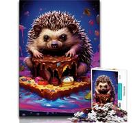 Puzzle hérisson Artistique 1000 pièces pour Adultes, Cadeaux, défi d'intelligence cérébrale, Jouets addictifs pour la décoration de la Maison 38x26cm