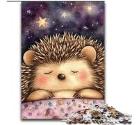Puzzle Hérisson endormi 1000 pièces pour Adolescents et Adultes, Jeu Stimulant, décoration Murale, Cadeaux d'anniversaire et de Noël Uniques (26x38cm)