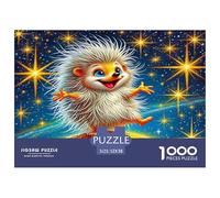 Puzzle Hérisson pour Adultes et Adolescents Hérisson sur Une planète aux étoiles Scintillantes, Jeu éducatif pour décoration Murale et Cadeaux, 52x38 cm/1000pcs