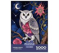 Puzzle Hibou 1000 Pièces en Carton pour Adultes Enfants Jeu De Détente Familial Puzzle Chouette Rose Idée Cadeau Home Decor 38x26cm/1000pcs