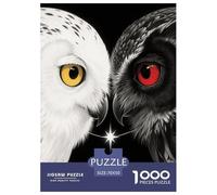 Puzzle Hibou 1000 Pièces en Carton pour Adultes Jeu D’activité Intérieure Puzzle Chouette Noir Blanc Cadeau Famille Home Decor 70x50cm/1000pcs