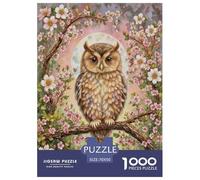 Puzzle Hibou 1000 Pièces en Carton pour Adultes Jeu D’activité Intérieure Puzzle Hibou Arbre Fleuri Cadeau Adulte Home Decor 70x50cm/1000pcs