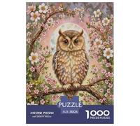 Puzzle Hibou 1000 Pièces en Carton pour Adultes Jeu D’activité Intérieure Puzzles Hibou Arbre Fleuri Cadeau Adulte Home Decor 38x26cm/1000pcs