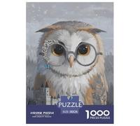 Puzzle Hibou 1000 Pièces en Carton pour Adultes Jeu ÉduChatif Jeu De Défi Casse-tête Hibou Lunettes Cadeau Adulte Home Decor 38x26cm/1000pcs