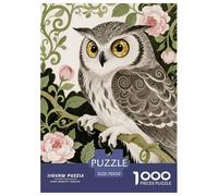 Puzzle Hibou 1000 Pièces en Carton pour Adultes Jeu ÉduChatif Jeu De Défi Casse-tête Hibou Pivoine Cadeau Adulte Décoration Intérieure 70x50cm/1000pcs