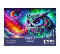 Puzzle Hibou à dégradé de Couleur néon 1000 Pieces pour Adultes,Ciel étoilé Iridescent Un Jeu De Dexérité Très Difficile Puzzle Jeu Éducatif avec des Défis 52x38cm/1000pcs