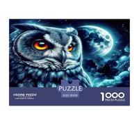 Puzzle Hibou Adulte Hibou Noir sur Ciel Clair de Lune Un Défi Stimulant et Casse-tête pour Se Décompresser 70x50 cm/1000pcs
