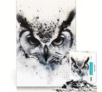 Puzzle Hibou Aquarelle 1000 Pièces, Jeu de Détente et d'Apaisement, Découpe de Précision, Pièce de Collection Artistique (38x26cm)