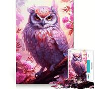 Puzzle Hibou Aquarelle sur Une Branche Jeu de 1000 pièces Découpe de Haute précision Activité Manuelle Défi cérébral interactif pour la Maison (38x52cm)