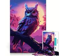 Puzzle Hibou Aquarelle sur Une Branche pour Adolescents 1000 Pièces Jeu de Mémoire Amusant Surface Lisse sans Bavures Cadeau d'anniversaire Casse-tête (38x52cm)