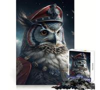 Puzzle Hibou Astronaute pour Adultes 1000 Pièces Jeu de Logique Solide Soulagement de la Tension Bords Transparents Cadeau de Qualité (50x75cm)