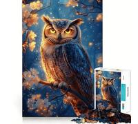 Puzzle Hibou au Clair de Lune pour Adultes 1000 pièces, Jeu de logique raffiné, détente et Finitions soignées, œuvre d'art (50x75cm)