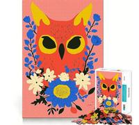 Puzzle Hibou avec Couronne de Fleurs pour Adolescents, 1000 pièces, Jeu Intelligent, à Assembler en Famille, Motif à Tirer, Cadeau du Père Noël (38x52cm)