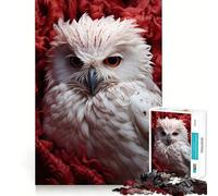 Puzzle Hibou Blanc dans Les Fleurs 1000 Pièces Jeu Amusant Technologie de Découpe Laser Avancée Jouet de Loisirs d'Intérieur pour Les Fêtes (38x52cm)