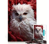 Puzzle Hibou Blanc dans Les Fleurs 1000 Pièces Jeu de Réflexion Assemblage Stable Pièces Ne Déplaçant Pas de Déplacement Passe-Temps Agréable pour Les Longs Week-Ends (50x75cm)