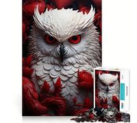 Puzzle Hibou Blanc dans Les Fleurs 1000 Pièces pour Adolescents Jeu de Mémoire Amusant,Nettoyage et Connexion sans Couture Activité de Groupe Relaxante en Intérieur (50x75cm)