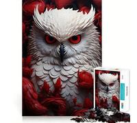 Puzzle Hibou Blanc dans Les Fleurs pour Adolescents 1000 Pièces Stimule l'esprit Amusant Découpe Nette Pièces Robustes Activité de Réunion Réconfortante (38x52cm)