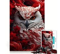 Puzzle Hibou Blanc dans Les Fleurs pour Adultes 1000 Pièces Jeu de Mémoire Découpe Fine Finition Premium Un Passe-Temps Captivant (50x75cm)