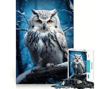 Puzzle Hibou Blanc et Neige 1000 Pièces pour Adolescents Jeu de Mémoire Amusant,Nettoyage et Connexion sans Couture Activité de Groupe Relaxante en Intérieur (50x75cm)