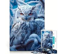 Puzzle Hibou Blanc Perché dans la Neige 1000 Pièces pour Adolescents Jeu de Logique Découpe Précise Collection d'art (38x26cm)