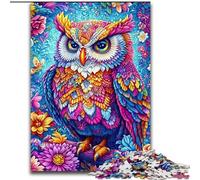 Puzzle Hibou coloré 1000 pièces pour Adultes et Adolescents, Jeu Stimulant et Jeu Familial, Cadeau d'anniversaire, décoration Murale 50x75cm