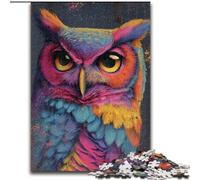 Puzzle Hibou coloré 1000 pièces pour Adultes et Adolescents, Jouets éducatifs et éducatifs, Jeux en Famille avec Affiche et fiche de Questions-réponses 26x38cm