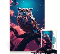 Puzzle Hibou dans la Forêt 1000 Pièces pour Adultes Jeu de Logique et de Développement Amusant à Coopérer Bordure Premium Cadeau Élégant (50x75cm)