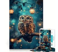 Puzzle Hibou dans la Forêt Enchantée pour Adultes, 1000 Pièces, Stimule la Mémoire, Activité à Domicile, Bords Nets, Cadeau Festif (38x26cm)