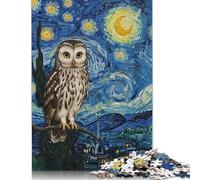 Puzzle Hibou dans Un Style Nuit étoilée, Amusant, en Carton de qualité supérieure, pour Adultes et Adolescents, Cadeaux de Noël, 1 000 pièces (75 x 50 cm)