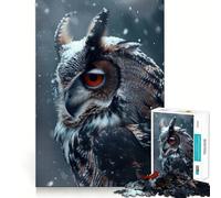 Puzzle Hibou d'hiver 1000 pièces,Jeu de Concentration mentale sans Espace,Design ajusté,défi cérébral interactif pour la Maison (50x75cm)